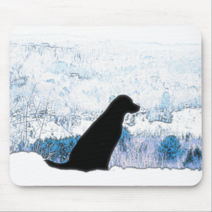Tapis De Souris Sens avec le coeur - Chien noir - Black Lab