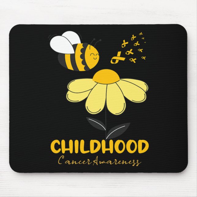 Tapis De Souris Sensibilisation au cancer de l'enfant Ruban d'abei (Devant)