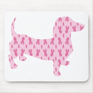 Tapis De Souris Sensibilisation au cancer du sein Dachshund rose