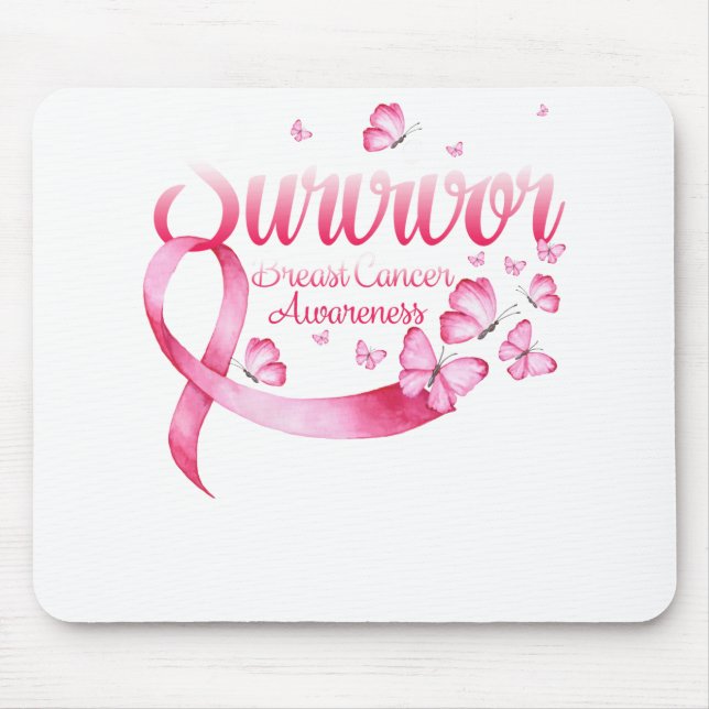 Tapis De Souris Sensibilisation au cancer du sein Papillons roses  (Devant)