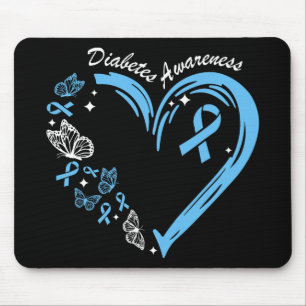 Tapis De Souris Sensibilisation au diabète Coeur Bleu Ruban Diabèt
