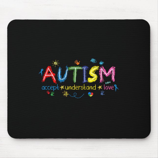 Tapis De Souris Sensibilisation sur l'autisme Accepter Comprendre  (Devant)