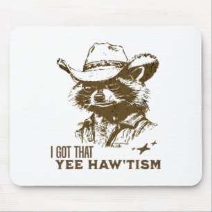 Tapis De Souris Sensibilisation sur l'autisme Cowboy Raccoon J'Ai 