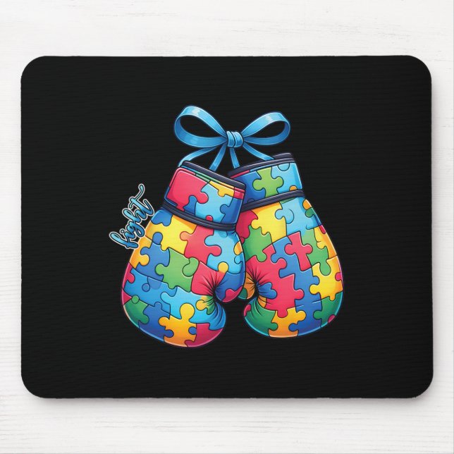 Tapis De Souris Sensibilisation sur l'autisme Famille Gants de box (Devant)