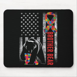 Tapis De Souris Sensibilisation sur l'autisme Frère Ours Drapeau A