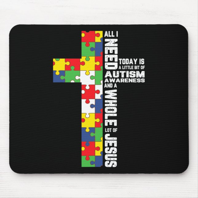 Tapis De Souris Sensibilisation sur l'autisme Jésus Croix Puzzle C (Devant)