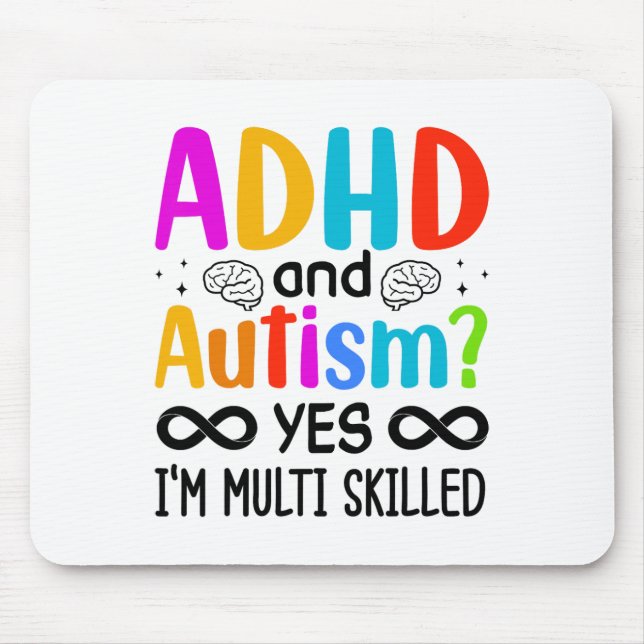 Tapis De Souris Sensibilisation sur l'autisme Neurodivergent Audhd (Devant)