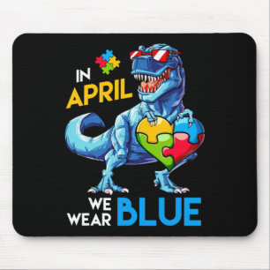 Tapis De Souris Sensibilisation sur l'autisme Trex Dino Dinosaur D