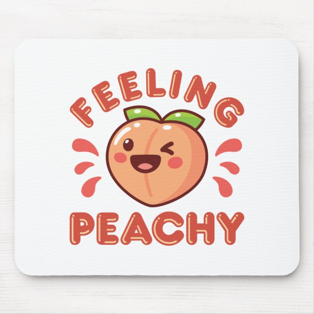 Tapis De Souris Sentiment de pêche Pêche Fruit Joyeux Kawaii (Devant)