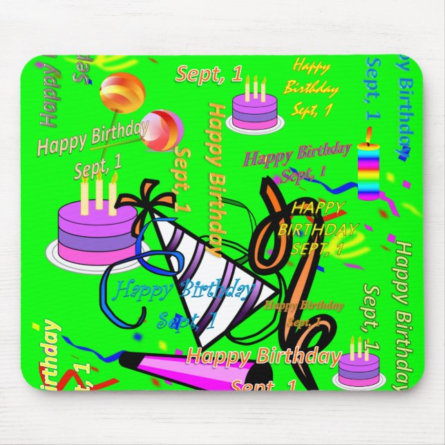 Tapis De Souris sept, 1 anniversaire de enfant (Devant)
