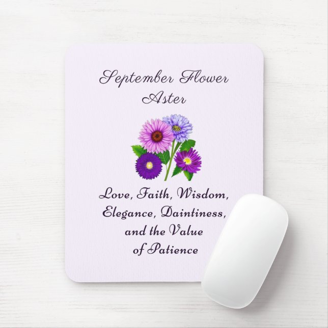 Tapis De Souris Septembre Mois de naissance Aster personnalisé (Avec souris)