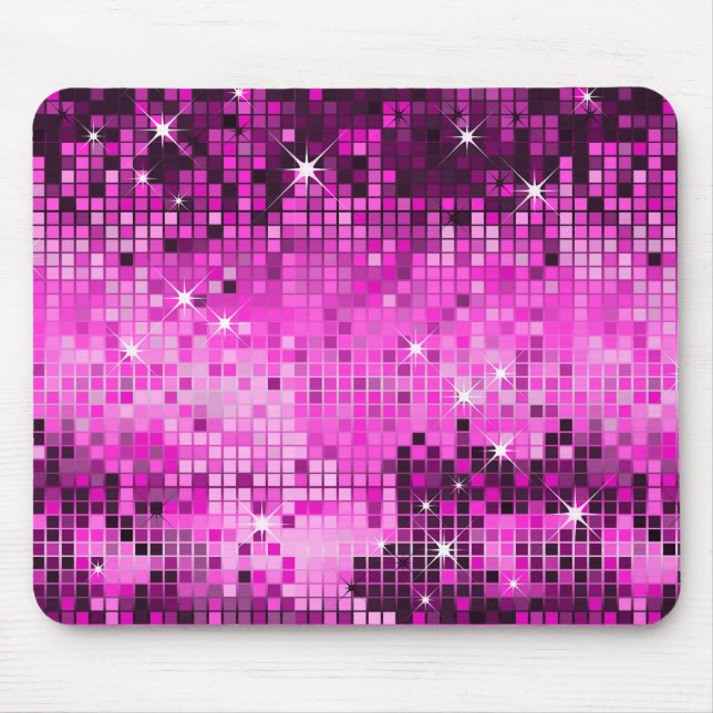 Tapis De Souris Séquins rose métallisé Regarder Les Miroirs Disco  (Devant)