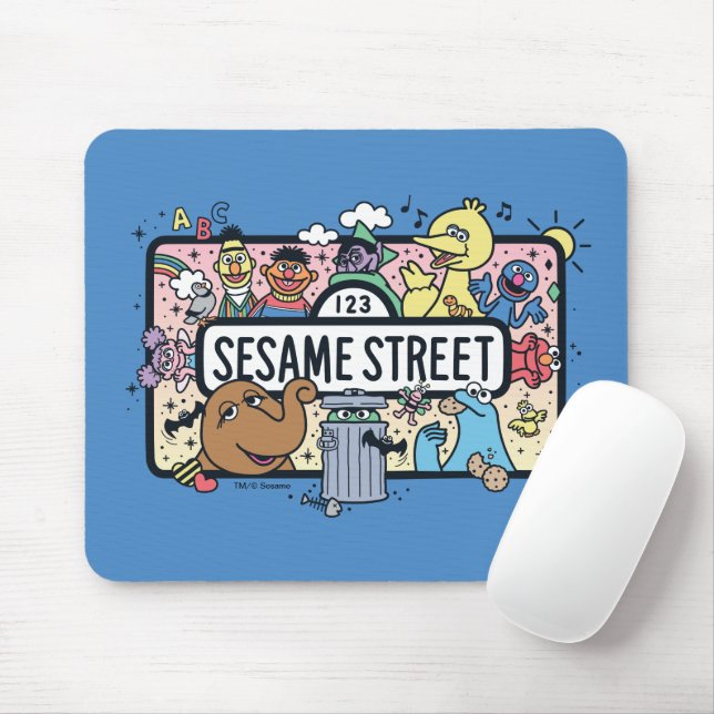 Tapis De Souris Sésame Sésame | Sesame Pals signe de Doodle (Avec souris)