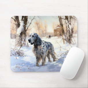 Tapis De Souris Setter anglais laissez-le neiger Noël