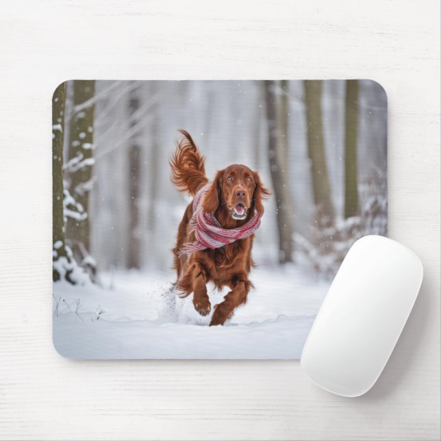 Tapis De Souris Setter Irlandais En Neige (Avec souris)