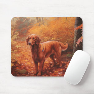 Tapis De Souris Setter rouge irlandais à l'automne Feuilles automn