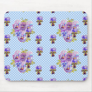 Tapis De Souris Shabby Blue Pansy floral Computer Mouse Mat Pad