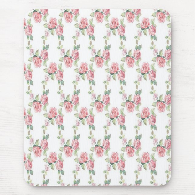 Tapis De Souris Shabby Chic Rose Floral (Devant)