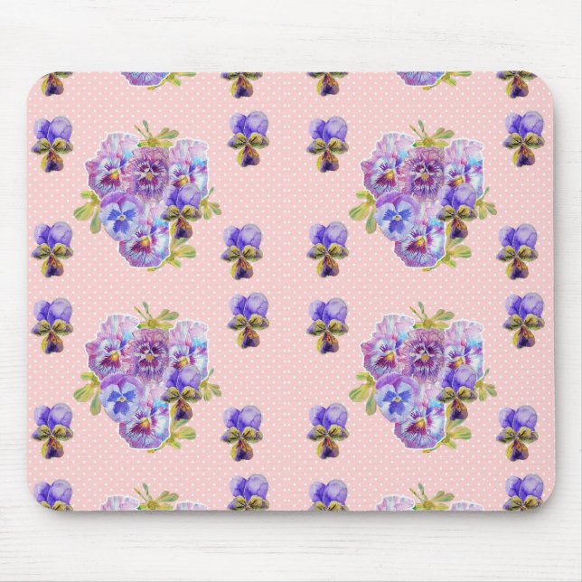 Tapis De Souris Shabby Pink Pansa fleuri Ordinateur Souris Mat Pad (Devant)