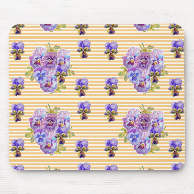 Tapis De Souris Shabby Yellow Pansa fleuri Ordinateur Souris Mat P (Devant)