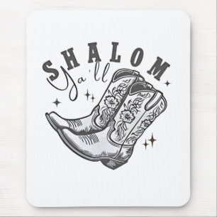 Tapis De Souris Shalom Y'all Cowboy juif Hanoukka Ouest