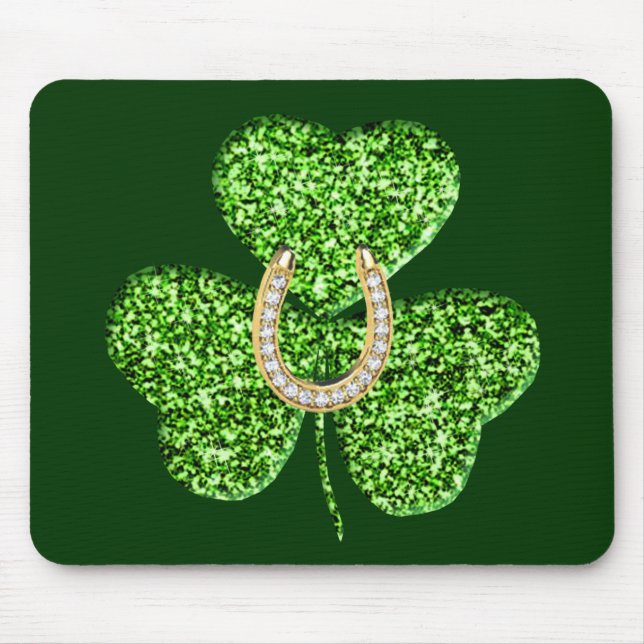 Tapis De Souris Shamrock De parties scintillant Et Panier De Souri (Devant)
