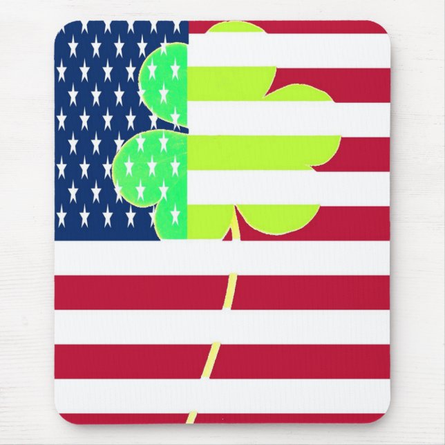 Tapis De Souris Shamrock du drapeau irlandais américain Clover St. (Devant)