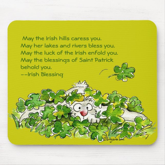 Tapis De Souris Shamrock irlandais bénissant le jour Mousepad de (Devant)