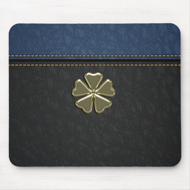 Tapis De Souris Shamrock Saint Patrick`s Day, Cuir bleu noir (Devant)