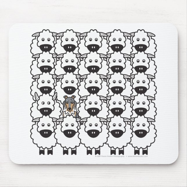 Tapis De Souris Sheltie chez les moutons (Devant)