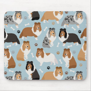 Tapis De Souris Sheltie Dog Bones and Paws