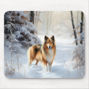 Tapis De Souris Shetland Sheepdog Laisser neiger Noël