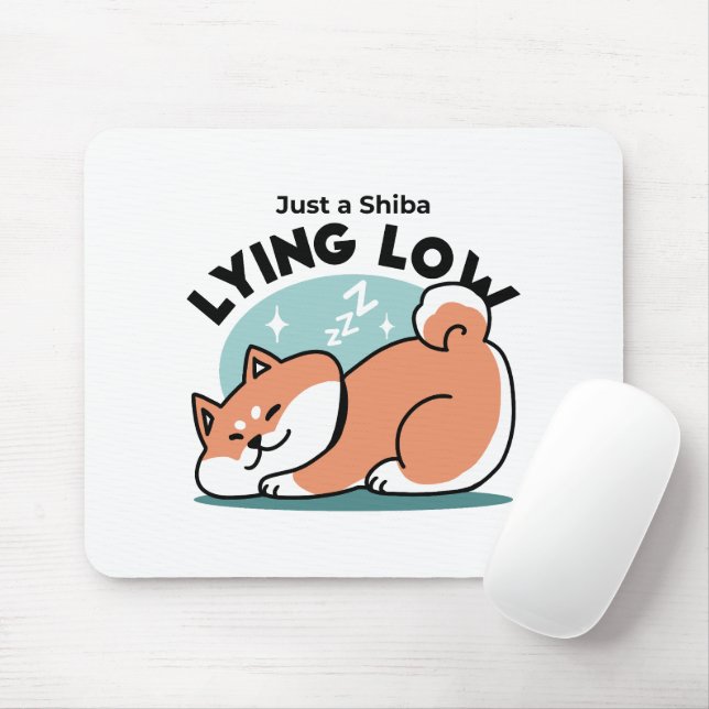 Tapis De Souris Shiba Inu Art : Juste un Shiba Lying Low (Avec souris)