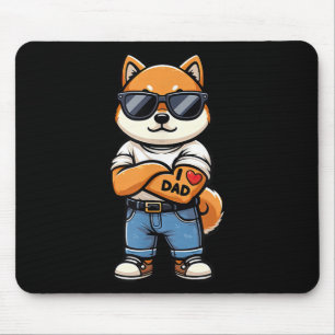 Tapis De Souris Shiba Inu I Love Papa Funny Chien Tattoo