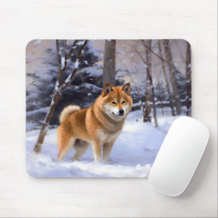 Tapis De Souris Shiba Inu Qu'il neige Noël