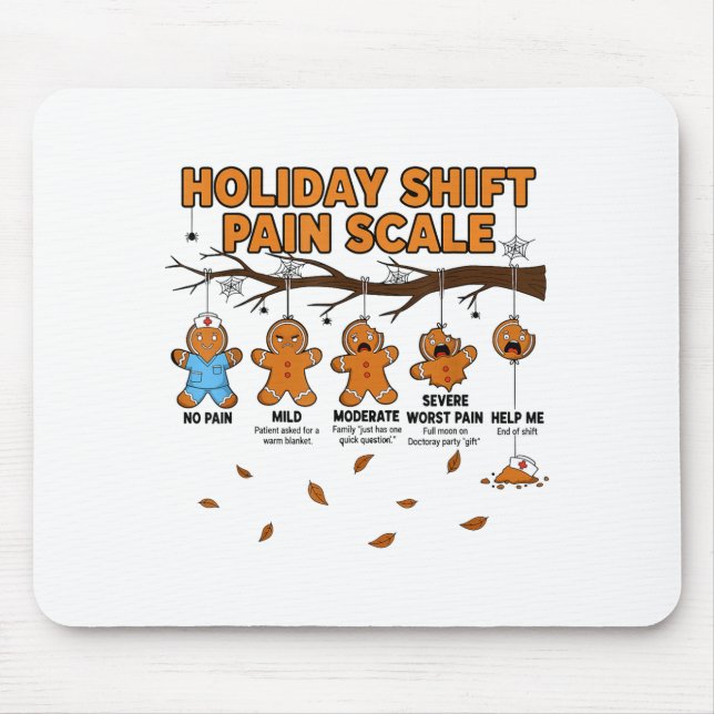 Tapis De Souris Shift Nurse Pain Scale Funny Gingerbread Rn Christ (Devant)