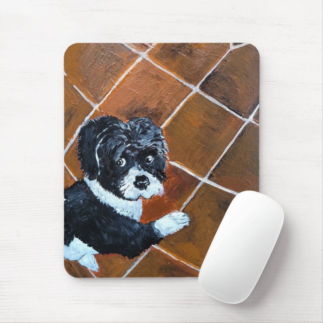 Tapis De Souris Shih Tzu on Terrace Painting by Alfred Fox (Avec souris)