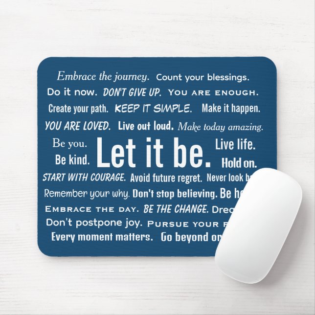 Tapis De Souris Short Inspirational Quotes On Blue (Avec souris)