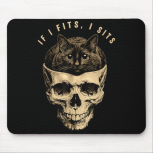 Tapis De Souris Si ça rentre ça s'assoit Crâne de chat noir Mème d