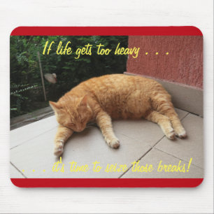 Tapis De Souris Si la vie devient trop lourde Chat Napping Mousepa