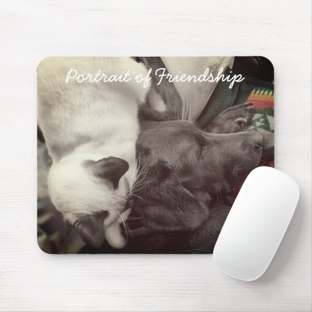 Tapis De Souris Siamese Kitten Est Amoureusement Niché Sur La Tête (Avec souris)