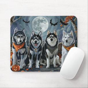 Tapis De Souris Siberian Husky Halloween Épouvantable