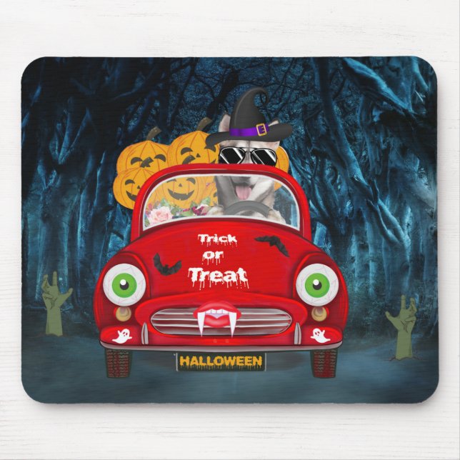Tapis De Souris Sibérie Husky Chien Conduire voiture effrayant Hal (Devant)