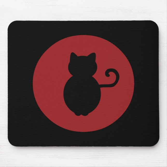 Tapis De Souris Signal de chat Silhouette (Devant)