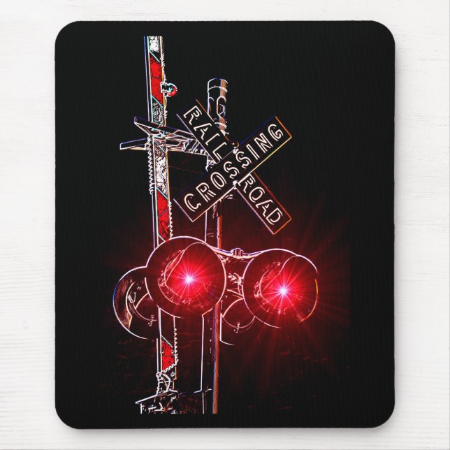 Tapis De Souris Signal de croisement au néon de chemin de fer (Devant)