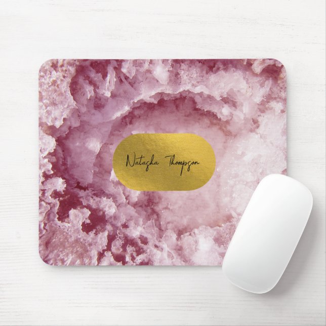 Tapis De Souris Signature de cristaux de mer rose Gold Foil (Avec souris)