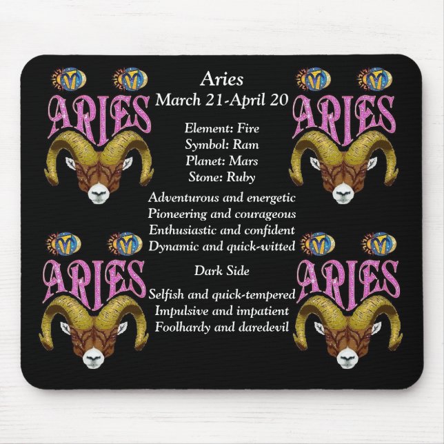 Tapis De Souris SIGNE DE NAISSANCE Aries Zodiac Souris (Devant)