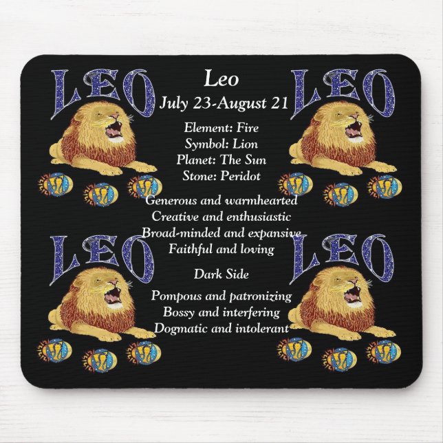 Tapis De Souris SIGNE DE NAISSANCE Léo Zodiac Souris Pad (Devant)