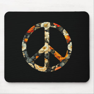Tapis De Souris Signe de paix floral symbole d'harmonie florissant