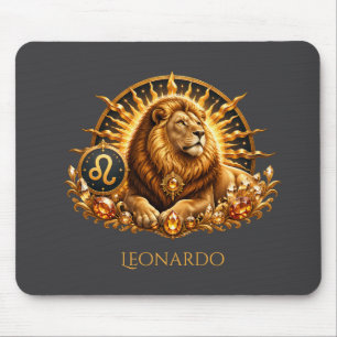 Tapis De Souris Signe du zodiaque Lion gris or personnalisé